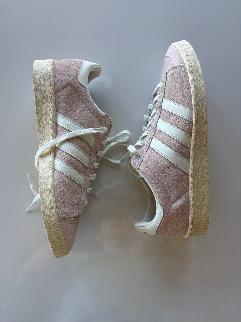 adidas x Abdul Jabbar Low Pink Suede Platform Sneakers with White Stripes